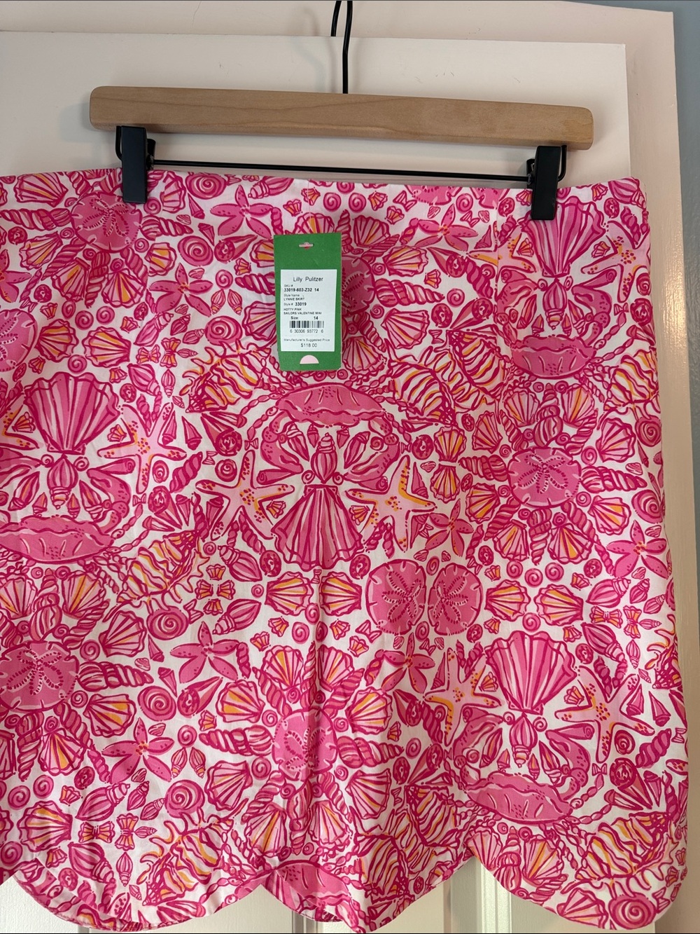 Lilly Pulitzer Pink & Yellow Shell-Print Scalloped Hem Skirt - Picture 1 of 7